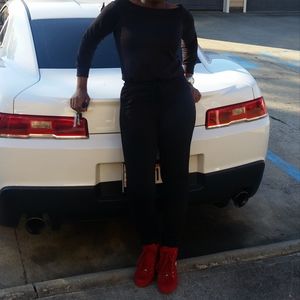 Off Shoulder Black Jumpsuit/Medium/Black